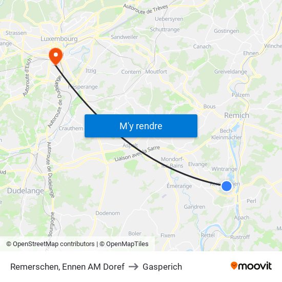 Remerschen, Ennen AM Doref to Gasperich map