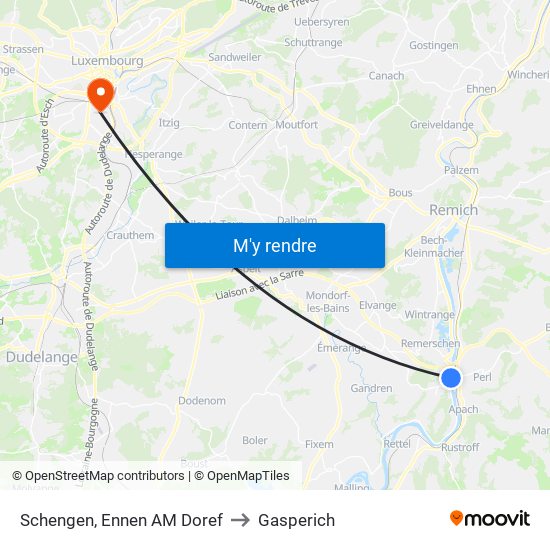 Schengen, Ennen AM Doref to Gasperich map