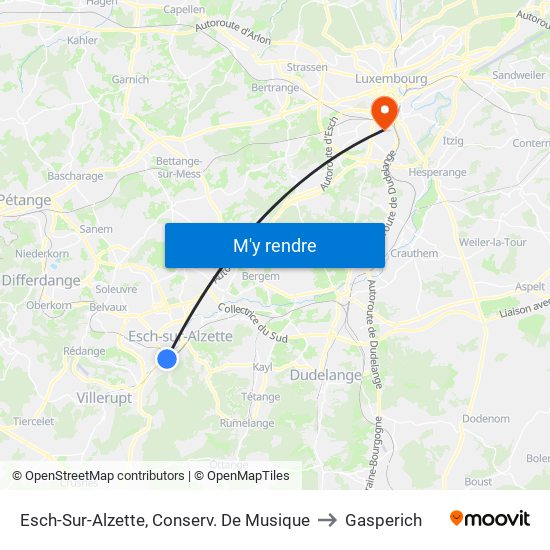 Esch-Sur-Alzette, Conserv. De Musique to Gasperich map