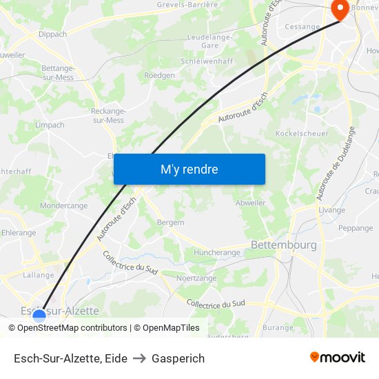 Esch-Sur-Alzette, Eide to Gasperich map