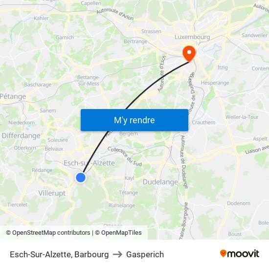 Esch-Sur-Alzette, Barbourg to Gasperich map