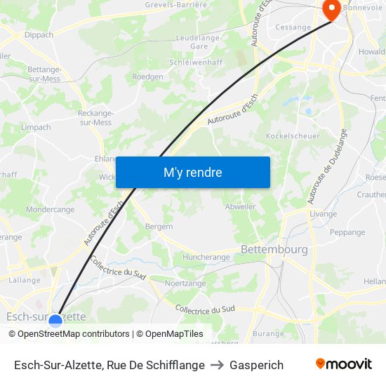 Esch-Sur-Alzette, Rue De Schifflange to Gasperich map