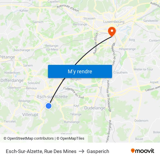 Esch-Sur-Alzette, Rue Des Mines to Gasperich map
