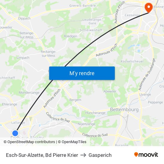 Esch-Sur-Alzette, Bd Pierre Krier to Gasperich map