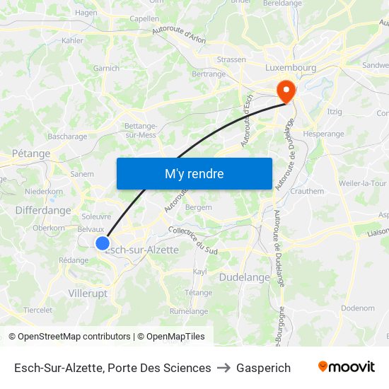 Esch-Sur-Alzette, Porte Des Sciences to Gasperich map