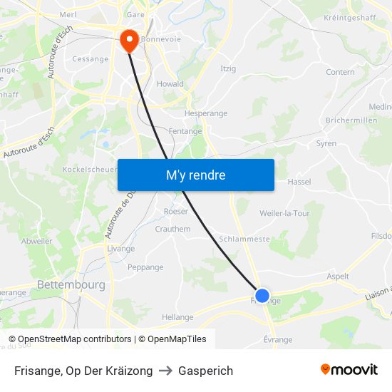 Frisange, Op Der Kräizong to Gasperich map