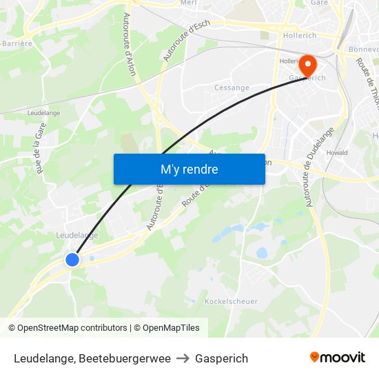 Leudelange, Beetebuergerwee to Gasperich map