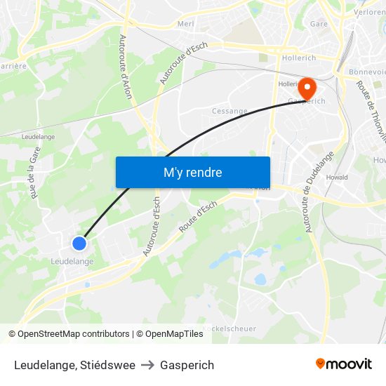 Leudelange, Stiédswee to Gasperich map