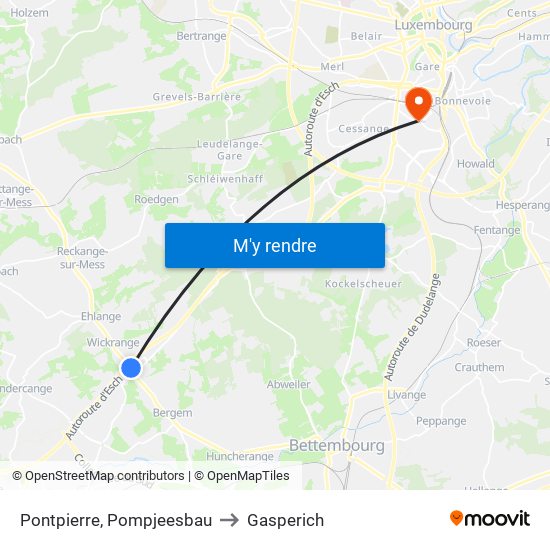 Pontpierre, Pompjeesbau to Gasperich map