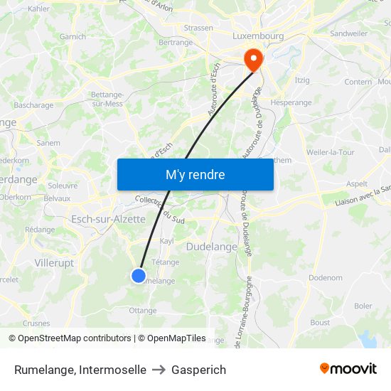 Rumelange, Intermoselle to Gasperich map