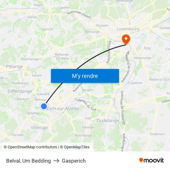 Belval, Um Bedding to Gasperich map