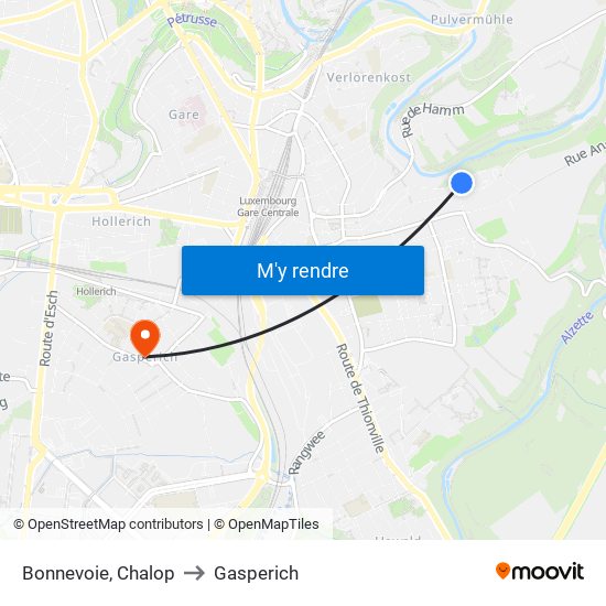 Bonnevoie, Chalop to Gasperich map