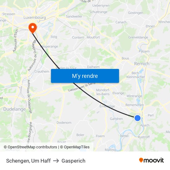 Schengen, Um Haff to Gasperich map