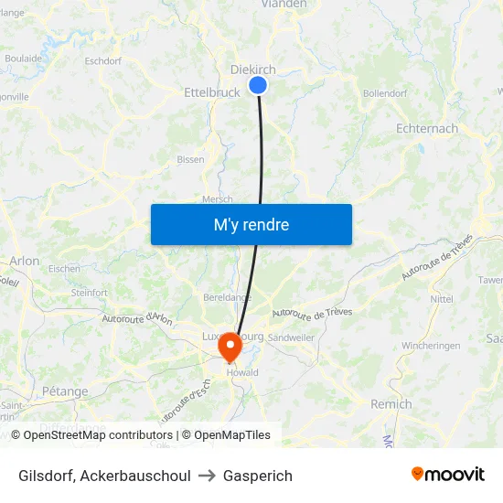 Gilsdorf, Ackerbauschoul to Gasperich map