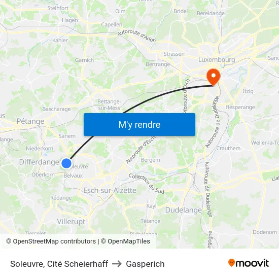 Soleuvre, Cité Scheierhaff to Gasperich map