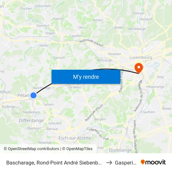Bascharage, Rond-Point André Siebenbour to Gasperich map