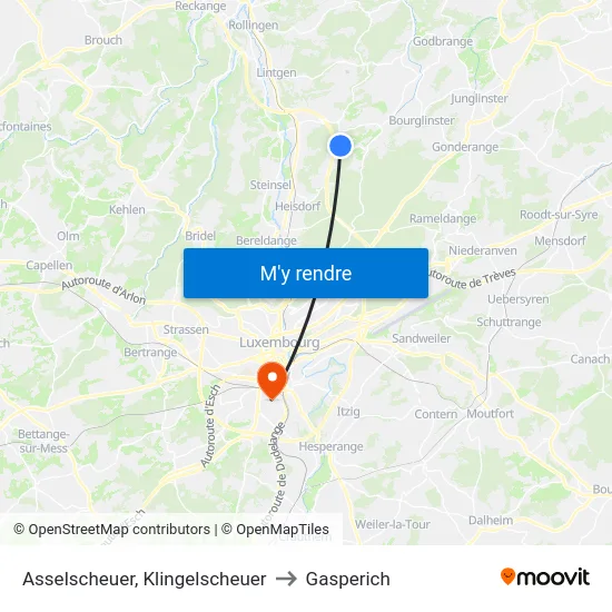 Asselscheuer, Klingelscheuer to Gasperich map