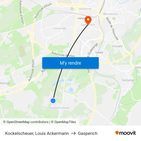 Kockelscheuer, Louis Ackermann to Gasperich map