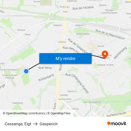 Cessange, Eigt to Gasperich map