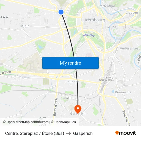 Centre, Stäreplaz / Étoile (Bus) to Gasperich map