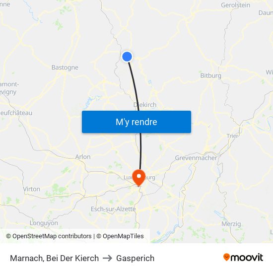 Marnach, Bei Der Kierch to Gasperich map
