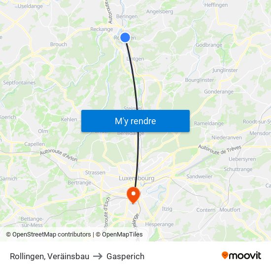 Rollingen, Veräinsbau to Gasperich map