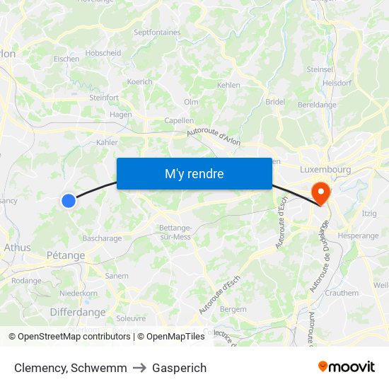 Clemency, Schwemm to Gasperich map