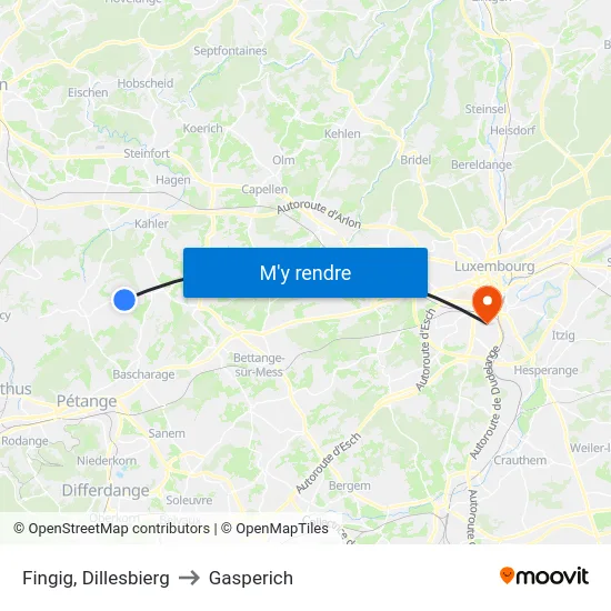 Fingig, Dillesbierg to Gasperich map