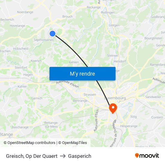 Greisch, Op Der Quaert to Gasperich map