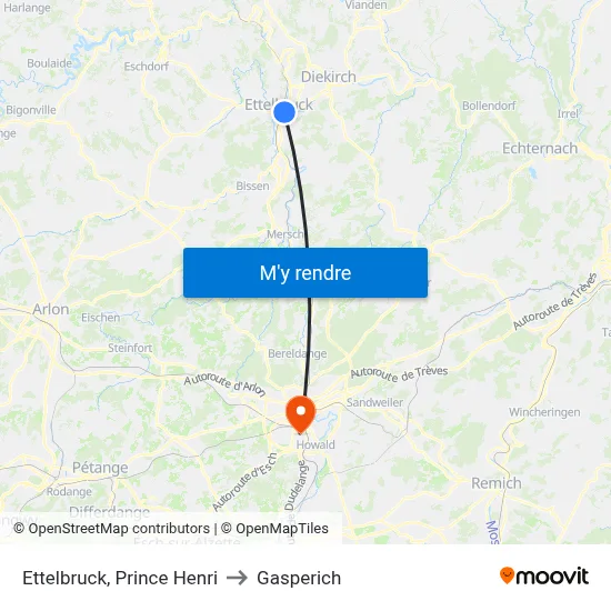 Ettelbruck, Prince Henri to Gasperich map