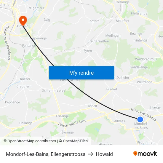 Mondorf-Les-Bains, Ellengerstrooss to Howald map