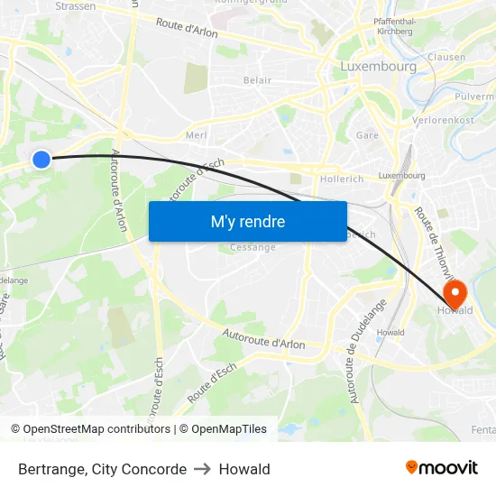 Bertrange, City Concorde to Howald map