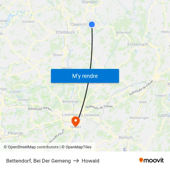 Bettendorf, Bei Der Gemeng to Howald map