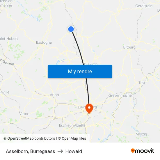 Asselborn, Burregaass to Howald map