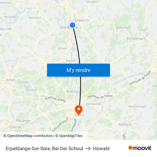 Erpeldange-Sur-Sûre, Bei Der Schoul to Howald map