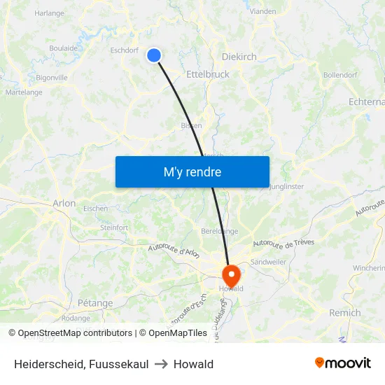 Heiderscheid, Fuussekaul to Howald map