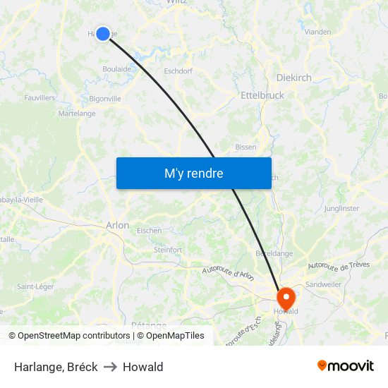 Harlange, Bréck to Howald map