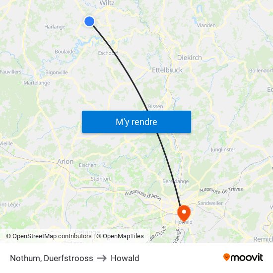 Nothum, Duerfstrooss to Howald map