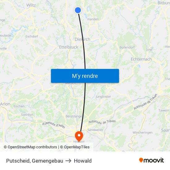 Putscheid, Gemengebau to Howald map