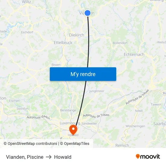 Vianden, Piscine to Howald map