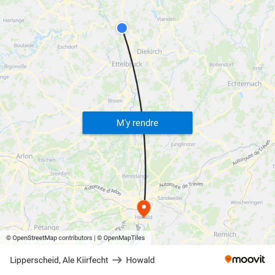 Lipperscheid, Ale Kiirfecht to Howald map