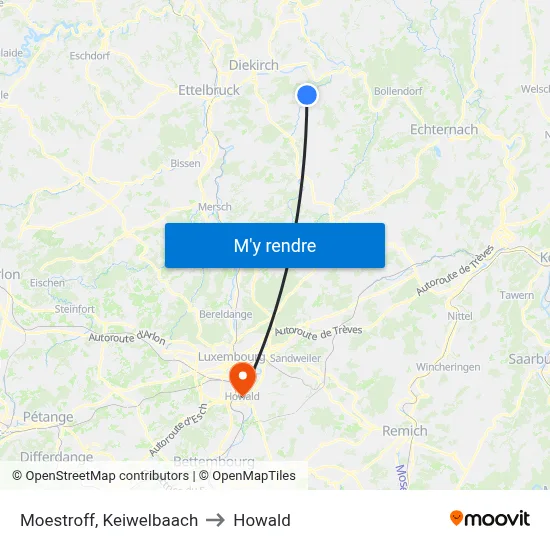 Moestroff, Keiwelbaach to Howald map