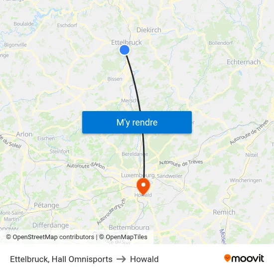 Ettelbruck, Hall Omnisports to Howald map