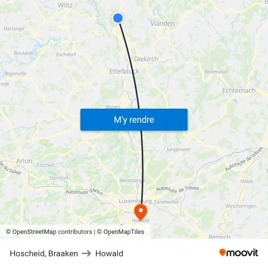 Hoscheid, Braaken to Howald map