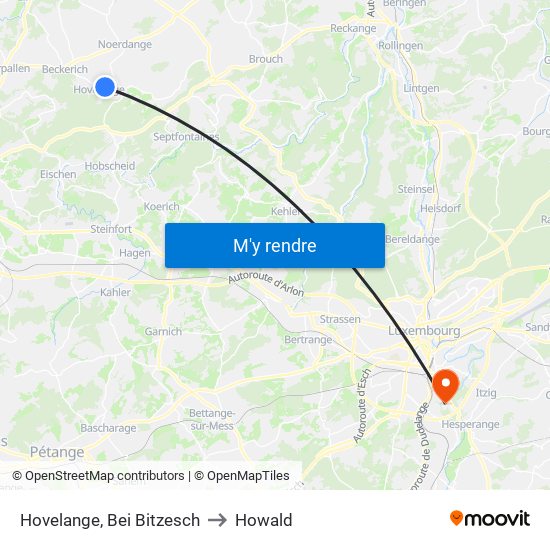 Hovelange, Bei Bitzesch to Howald map