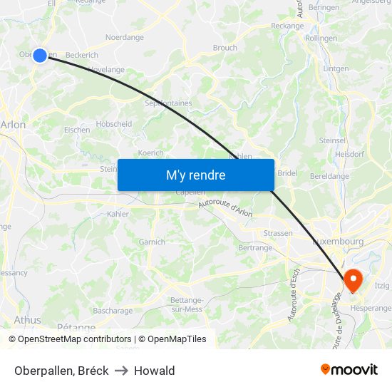 Oberpallen, Bréck to Howald map