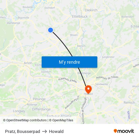 Pratz, Bousserpad to Howald map