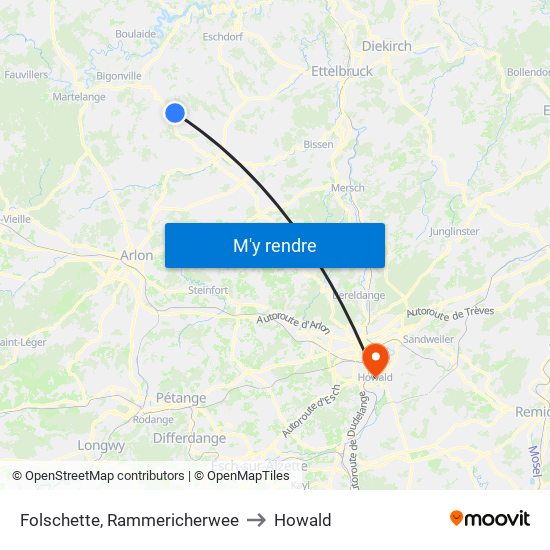 Folschette, Rammericherwee to Howald map