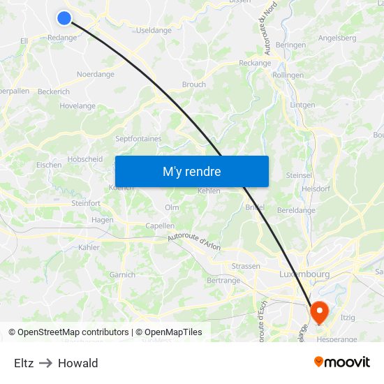 Eltz to Howald map