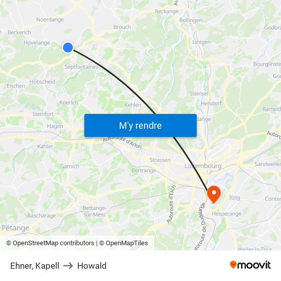 Ehner, Kapell to Howald map